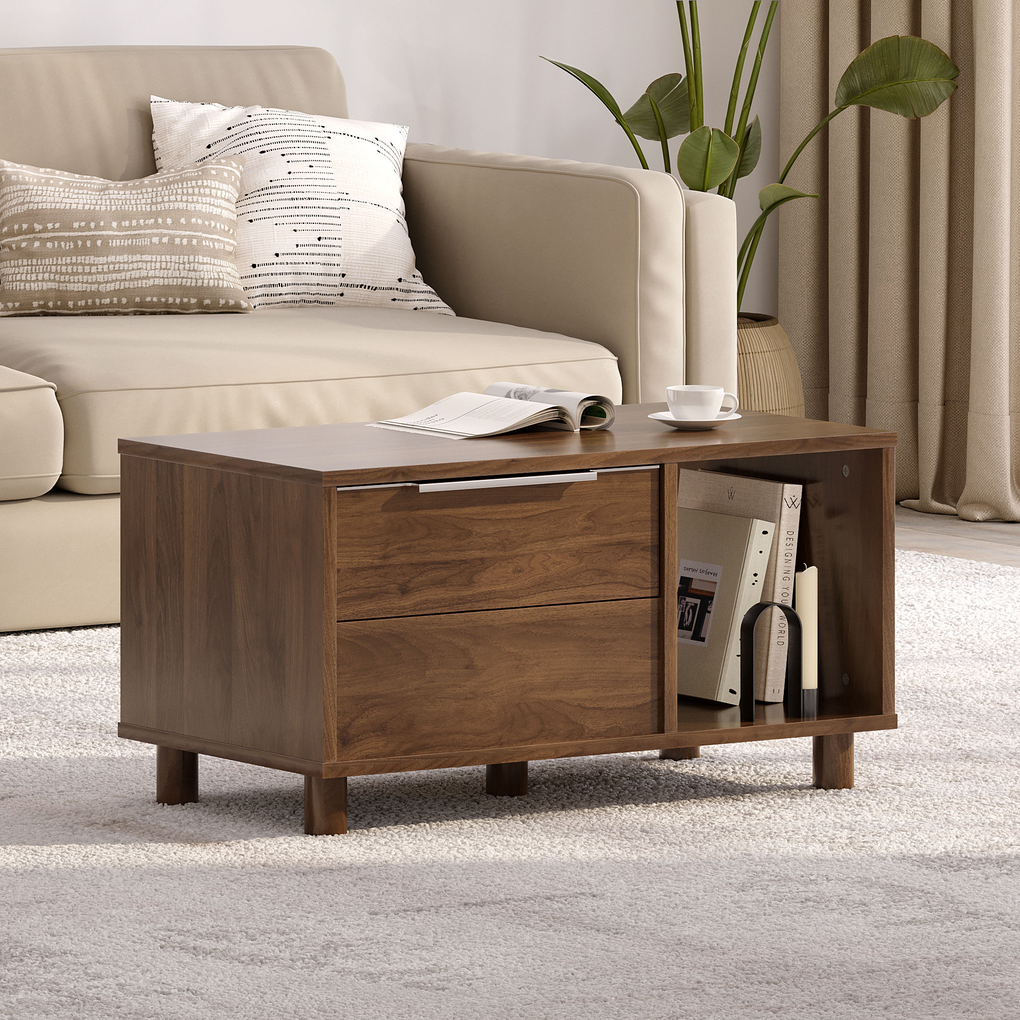 Sencillo Coffee Table - Natural Finish Color, Engineered Wood